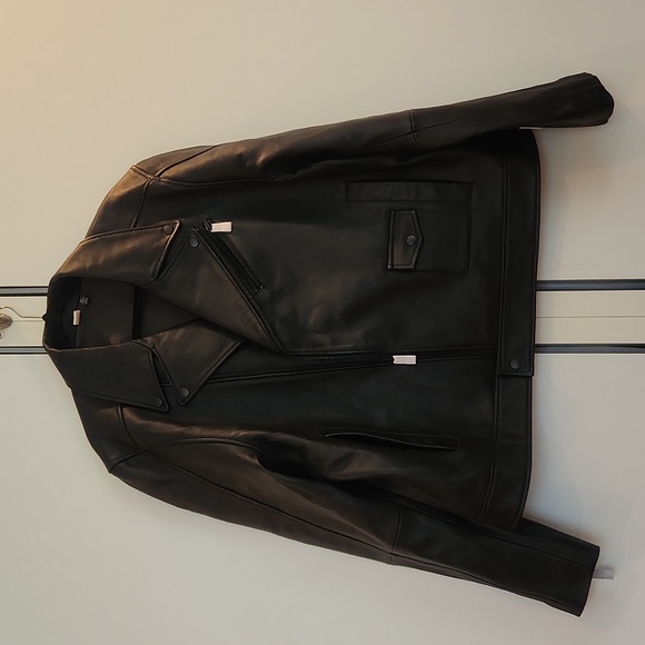 Ted Baker Carve Leather Biker Jacket in black Ted's size 6- US XXL new no tag - Picture 7 of 17